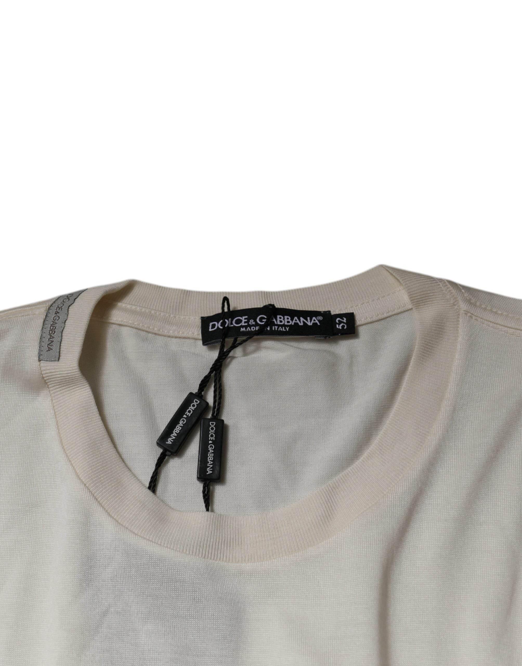 Dolce & Gabbana Off White Crew Neck Short Sleeve T-shirt - Hilstor