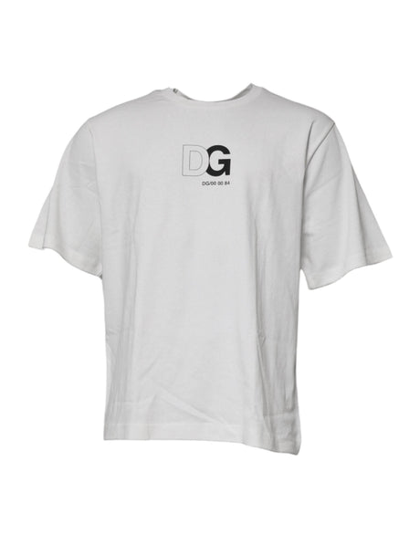 Dolce & Gabbana White DG Logo Crew Neck Short Sleeves T-shirt - Hilstor
