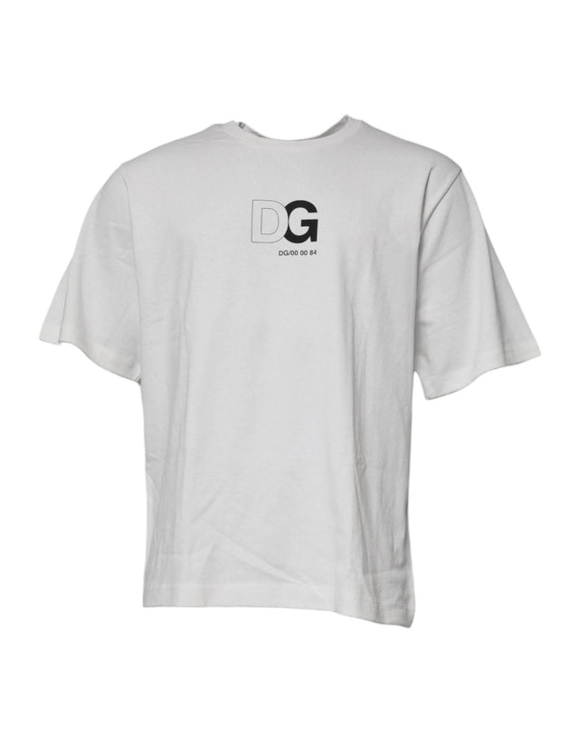 Dolce & Gabbana White DG Logo Crew Neck Short Sleeves T-shirt - Hilstor