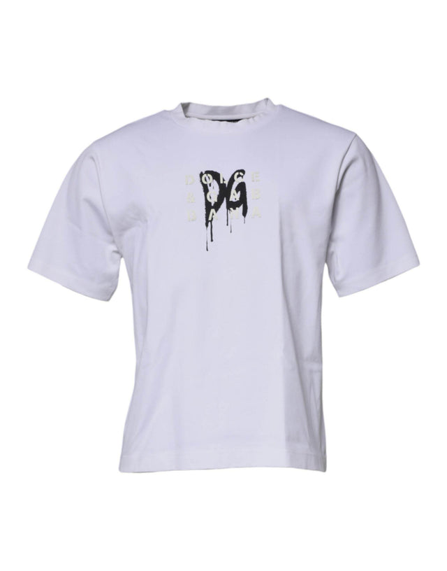 Dolce & Gabbana White DG Logo Crew Neck Short Sleeve T-shirt - Hilstor