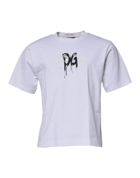 Dolce & Gabbana White DG Logo Crew Neck Short Sleeve T-shirt - Hilstor