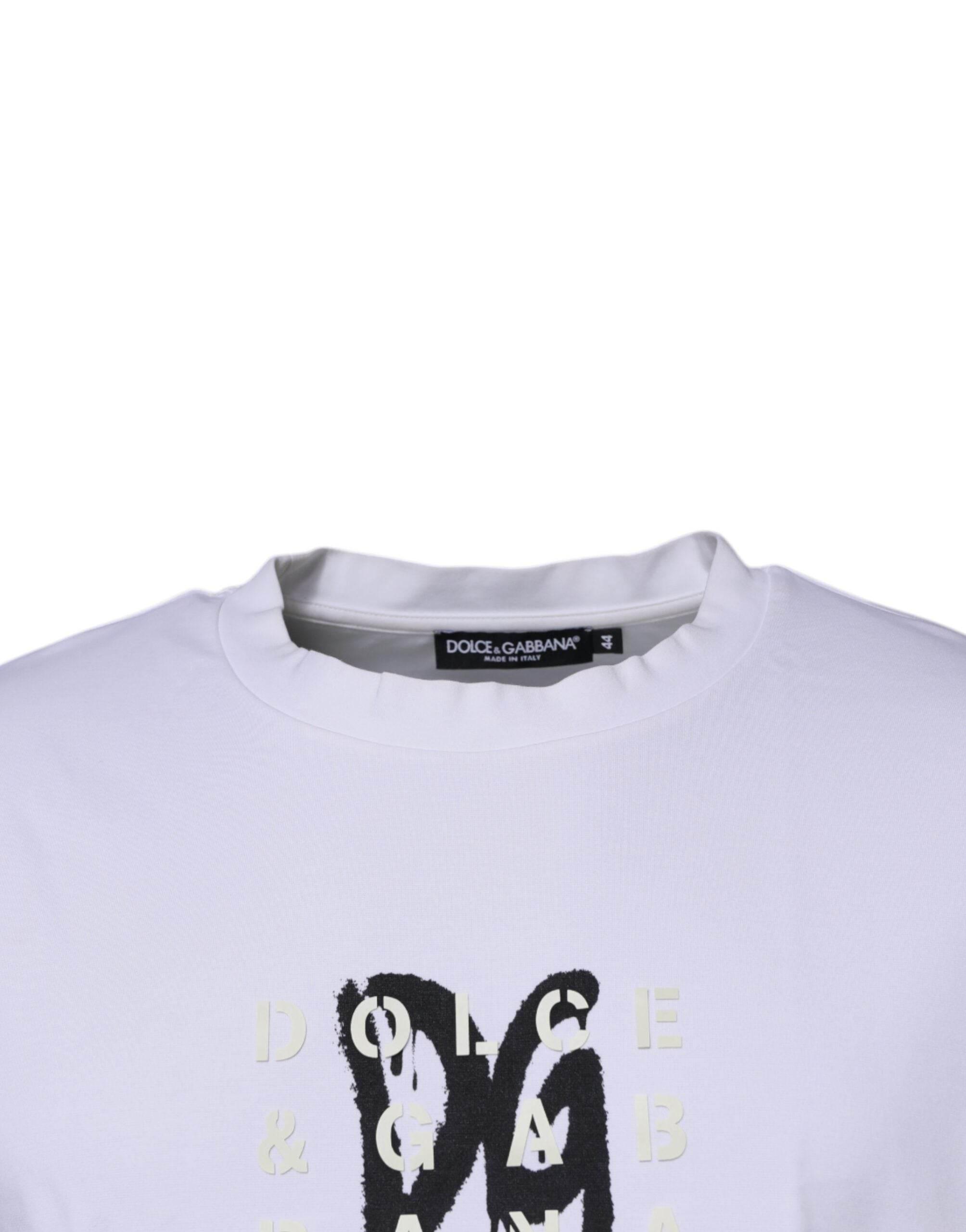 Dolce & Gabbana White DG Logo Crew Neck Short Sleeve T-shirt - Hilstor