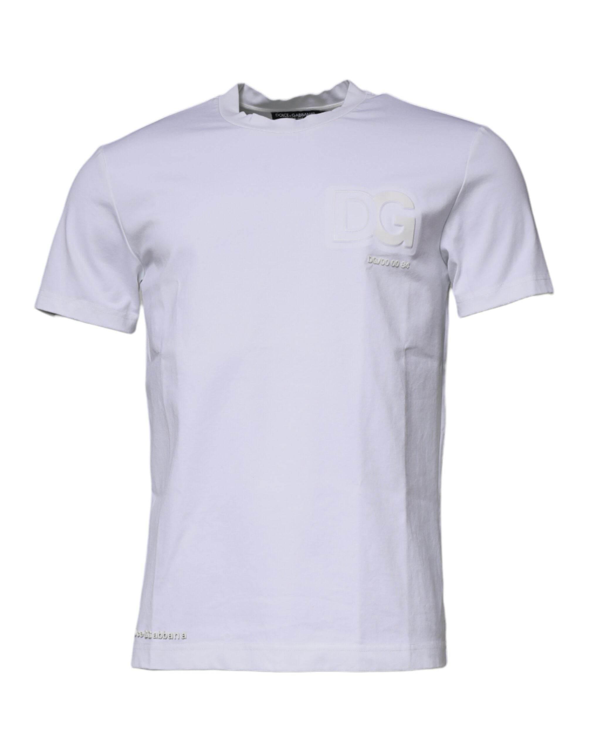 Dolce & Gabbana White DG Logo Crew Neck Short Sleeves T-shirt - Hilstor