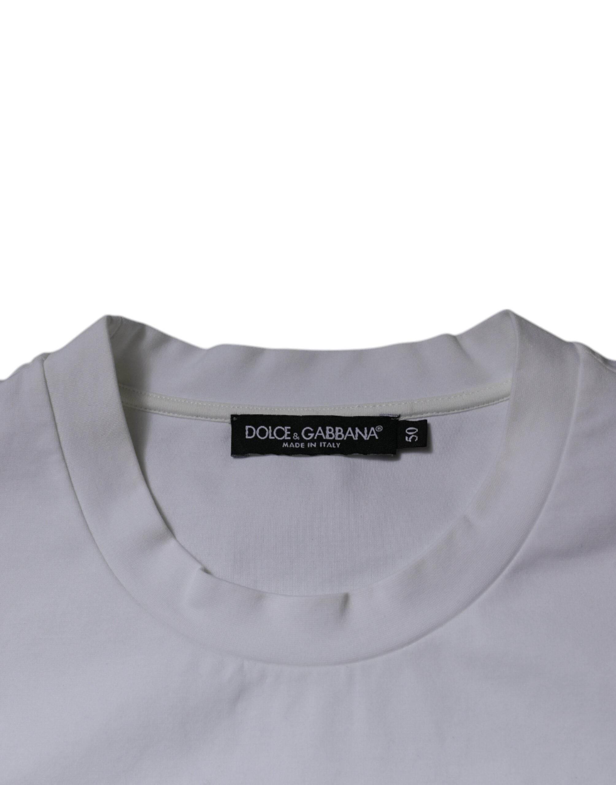 Dolce & Gabbana White DG Logo Crew Neck Short Sleeves T-shirt - Hilstor