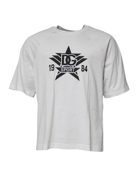 Dolce & Gabbana White DG Sport Crew Neck Short Sleeve T-shirt - Hilstor
