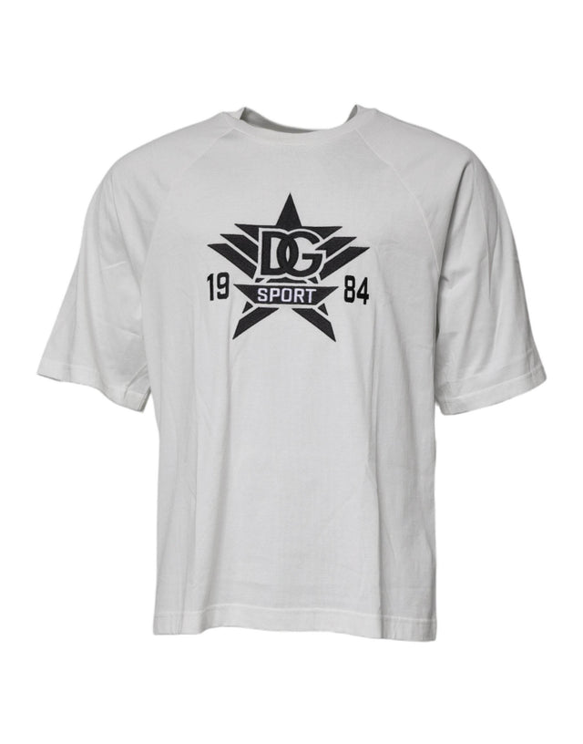 Dolce & Gabbana White DG Sport Crew Neck Short Sleeve T-shirt - Hilstor