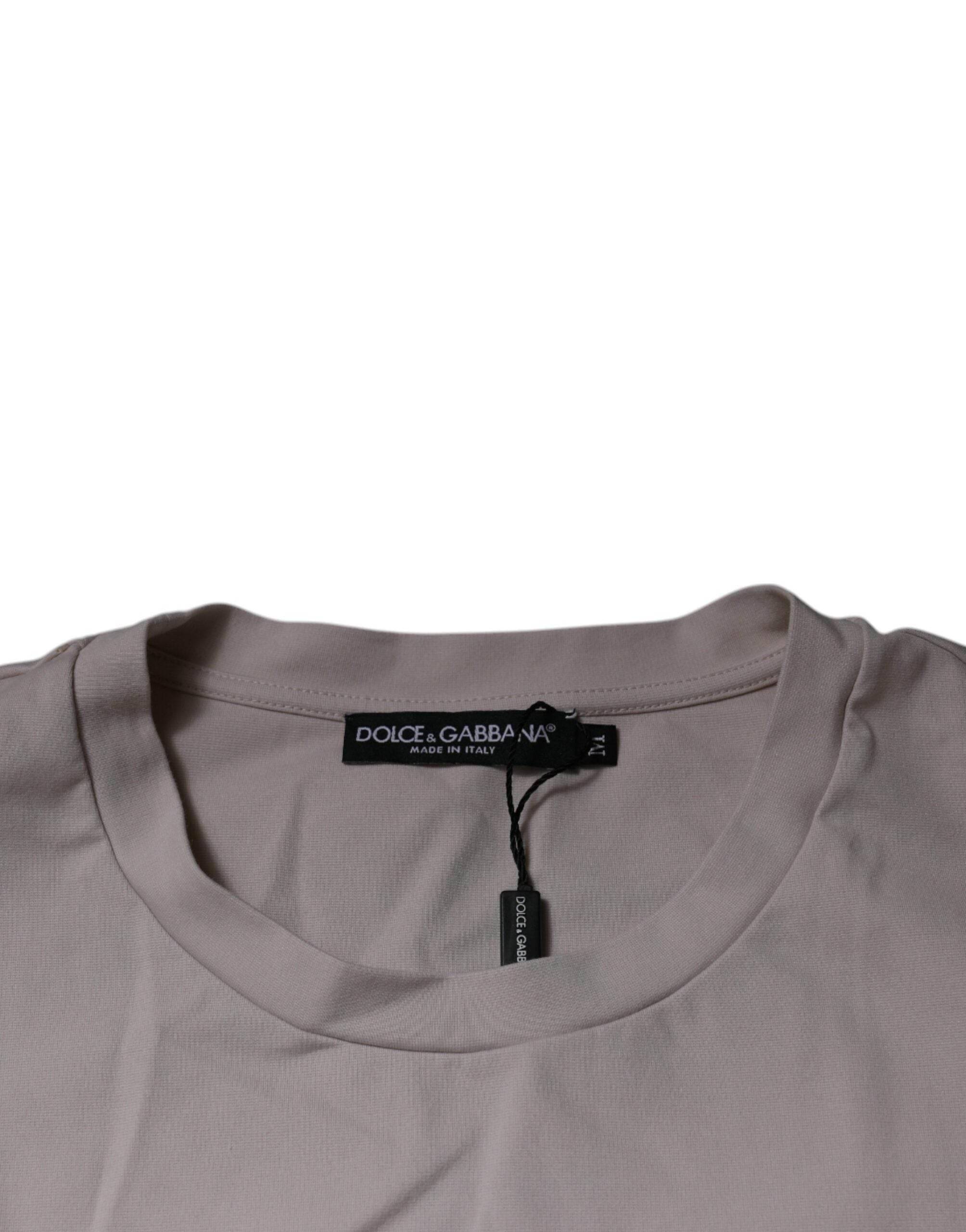 Dolce & Gabbana Beige DG Logo Crew Neck Short Sleeves T-shirt - Hilstor