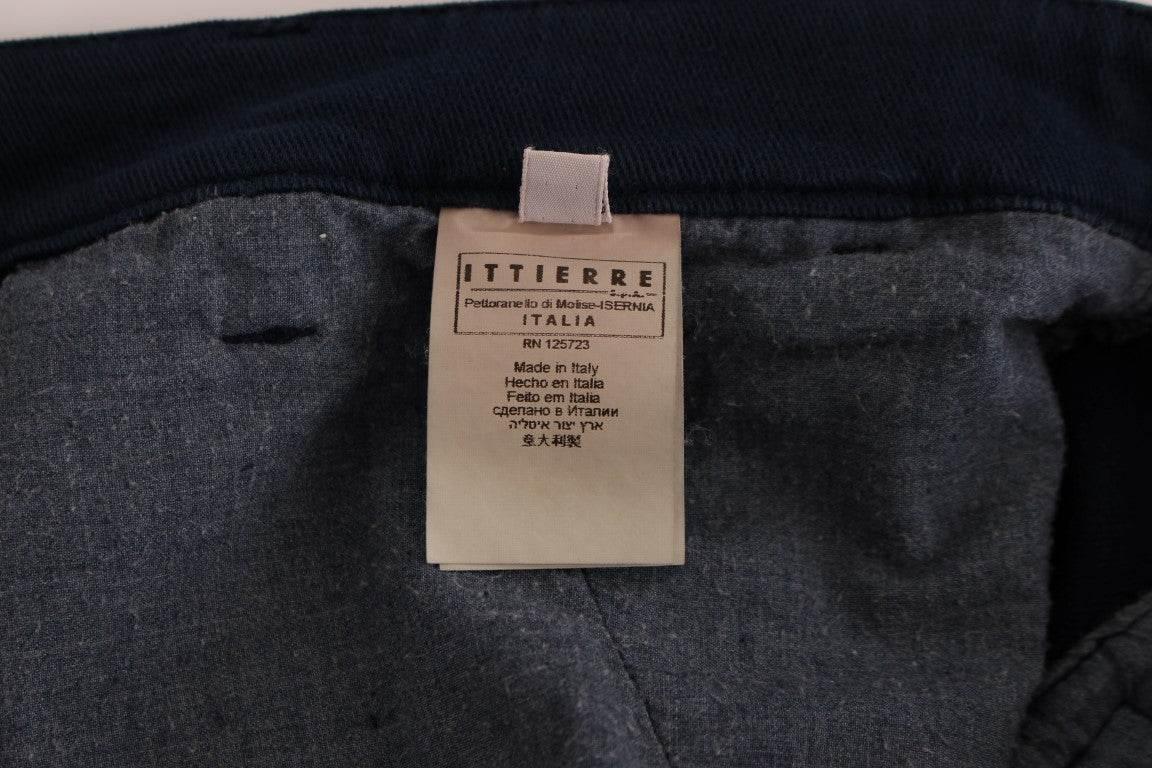 GF Ferre Blue Stretch Straight Fit Pants Chinos - Hilstor