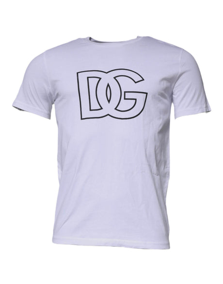 Dolce & Gabbana White DG Logo Cotton Crew Neck T-shirt - Hilstor