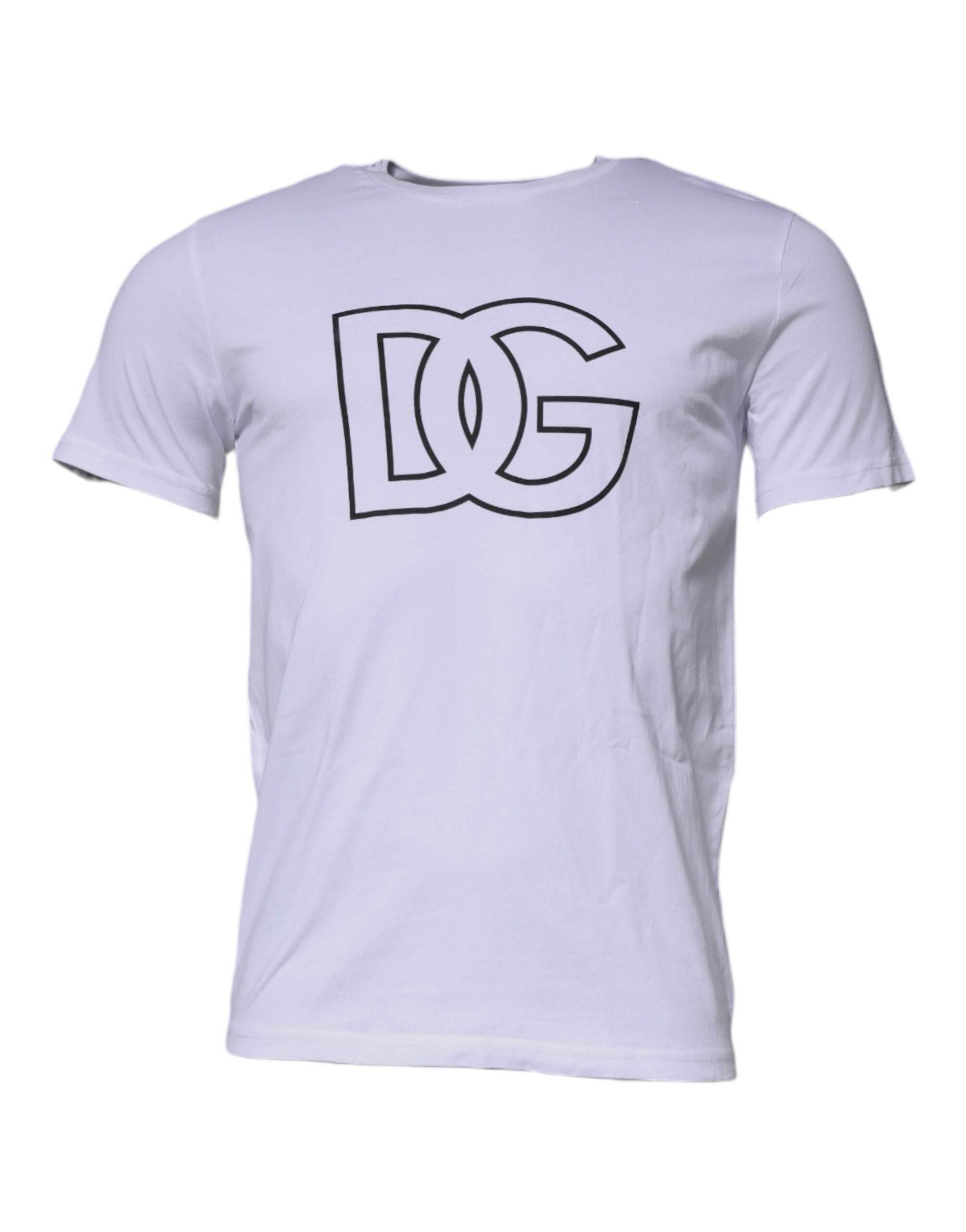 Dolce & Gabbana White DG Logo Cotton Crew Neck T-shirt - Hilstor