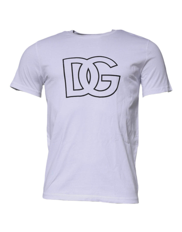 Dolce & Gabbana White DG Logo Cotton Crew Neck T-shirt - Hilstor
