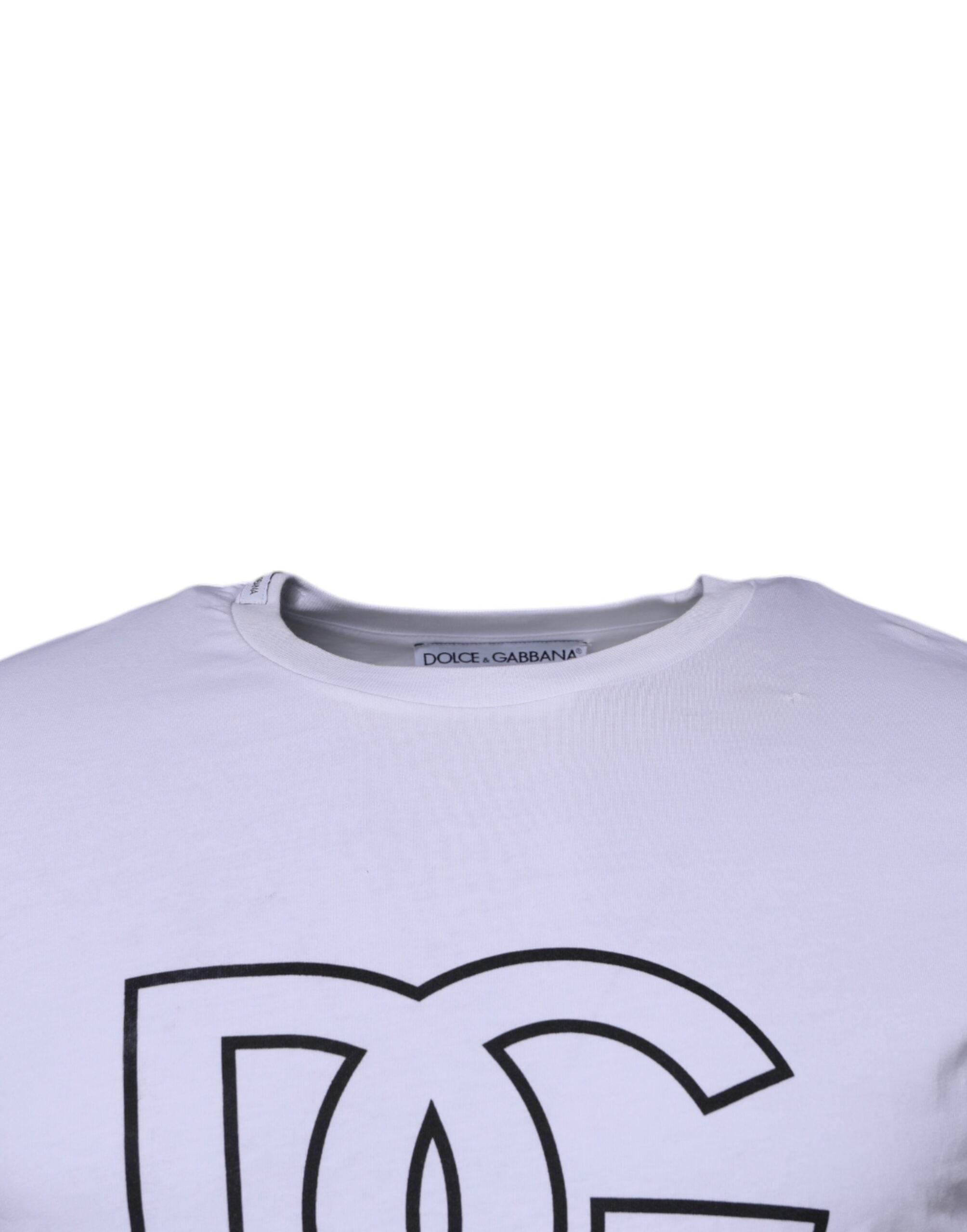 Dolce & Gabbana White DG Logo Cotton Crew Neck T-shirt - Hilstor