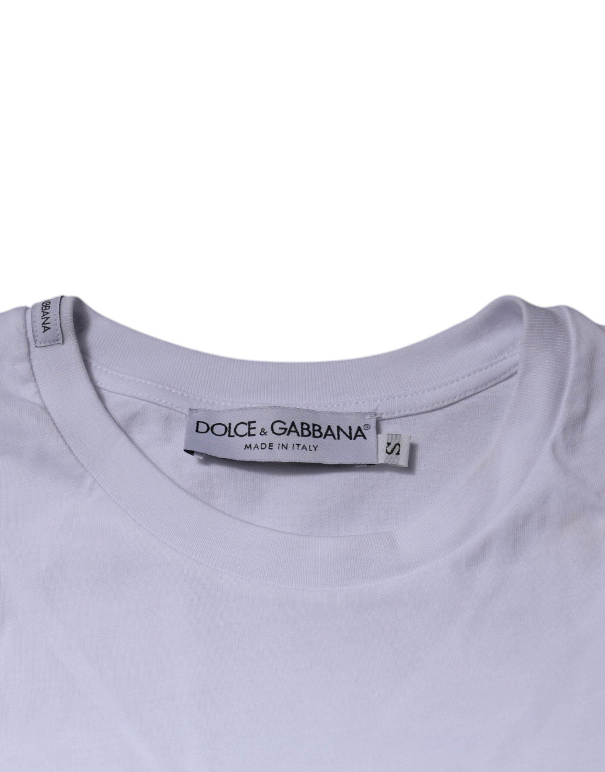 Dolce & Gabbana White DG Logo Cotton Crew Neck T-shirt - Hilstor