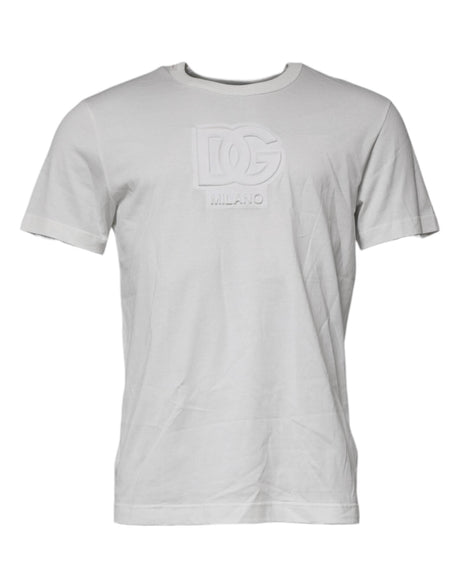 Dolce & Gabbana White DG Logo Cotton Crew Neck T-shirt - Hilstor