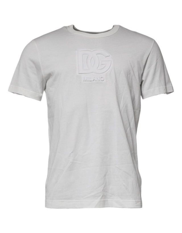 Dolce & Gabbana White DG Logo Cotton Crew Neck T-shirt - Hilstor
