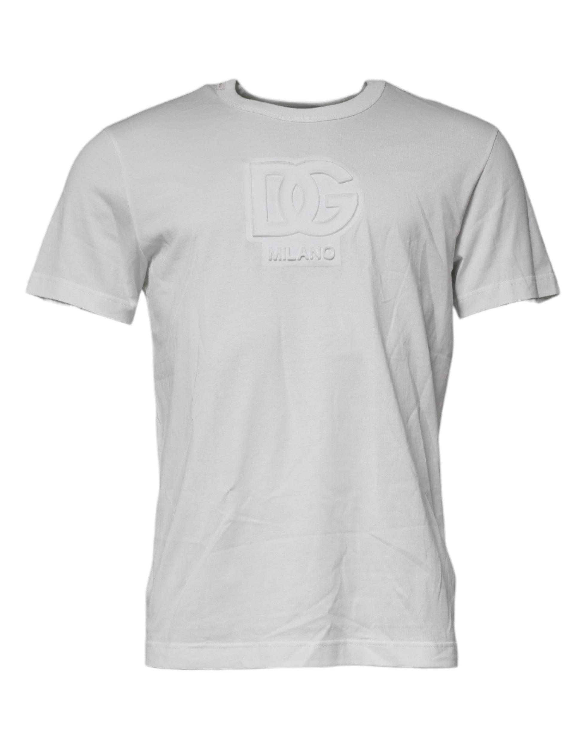 Dolce & Gabbana White DG Logo Cotton Crew Neck T-shirt - Hilstor
