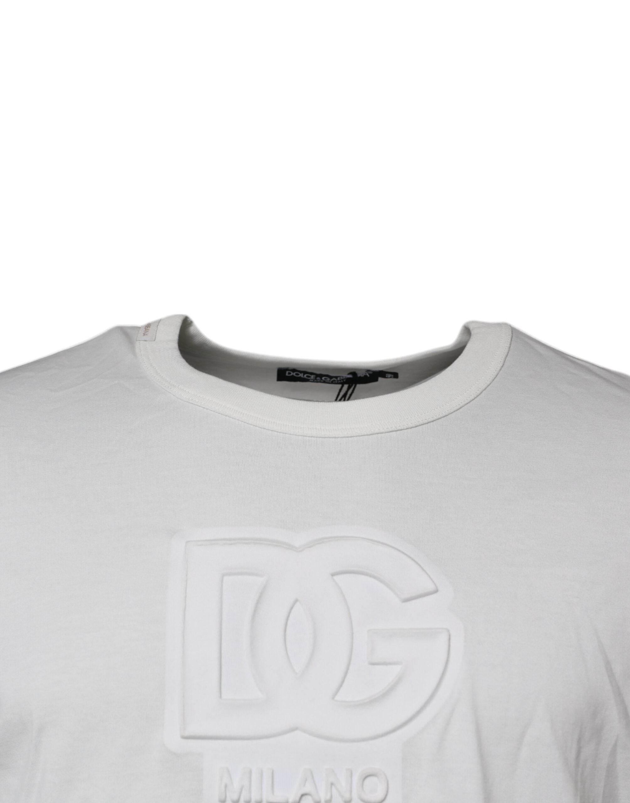 Dolce & Gabbana White DG Logo Cotton Crew Neck T-shirt - Hilstor