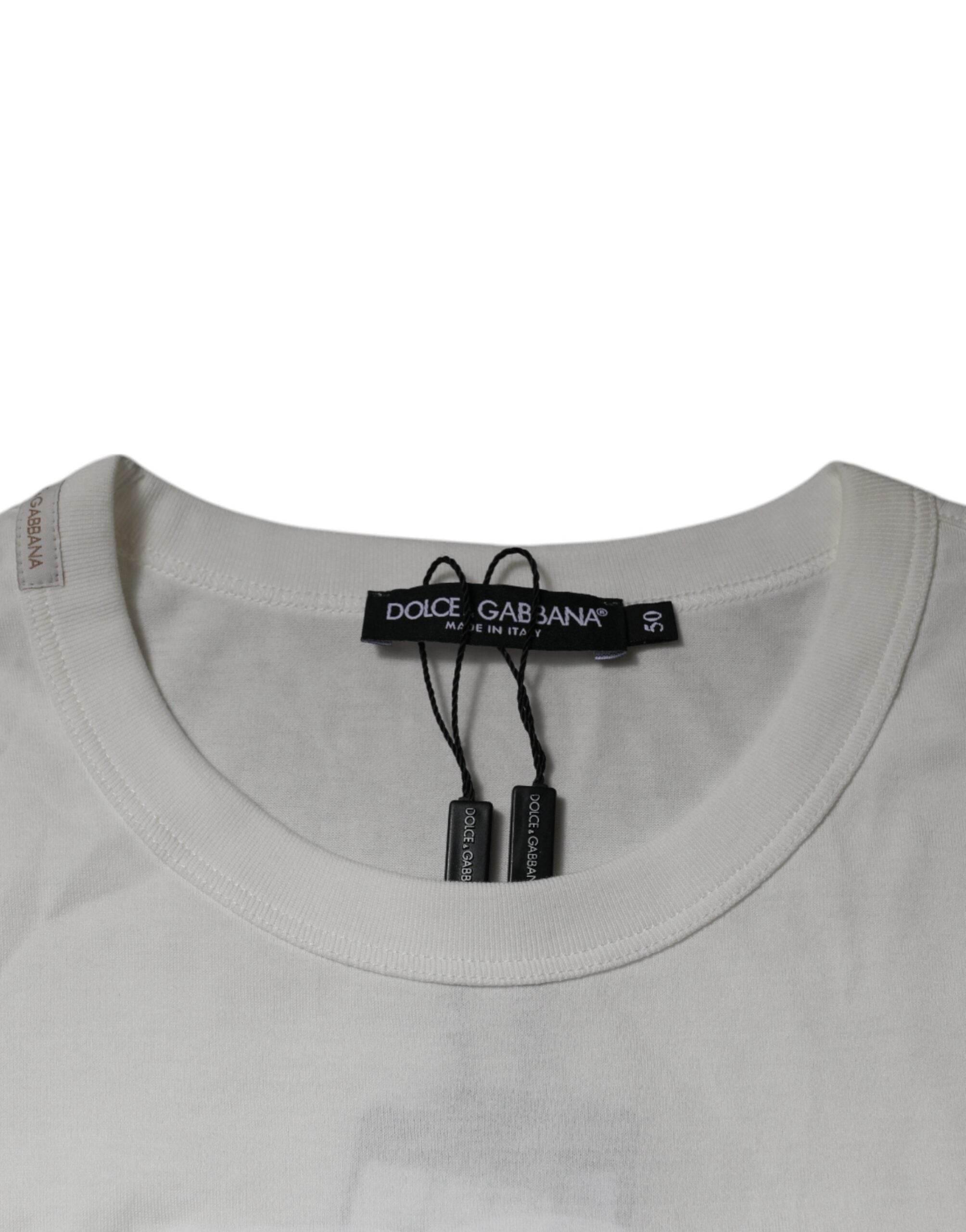 Dolce & Gabbana White DG Logo Cotton Crew Neck T-shirt - Hilstor