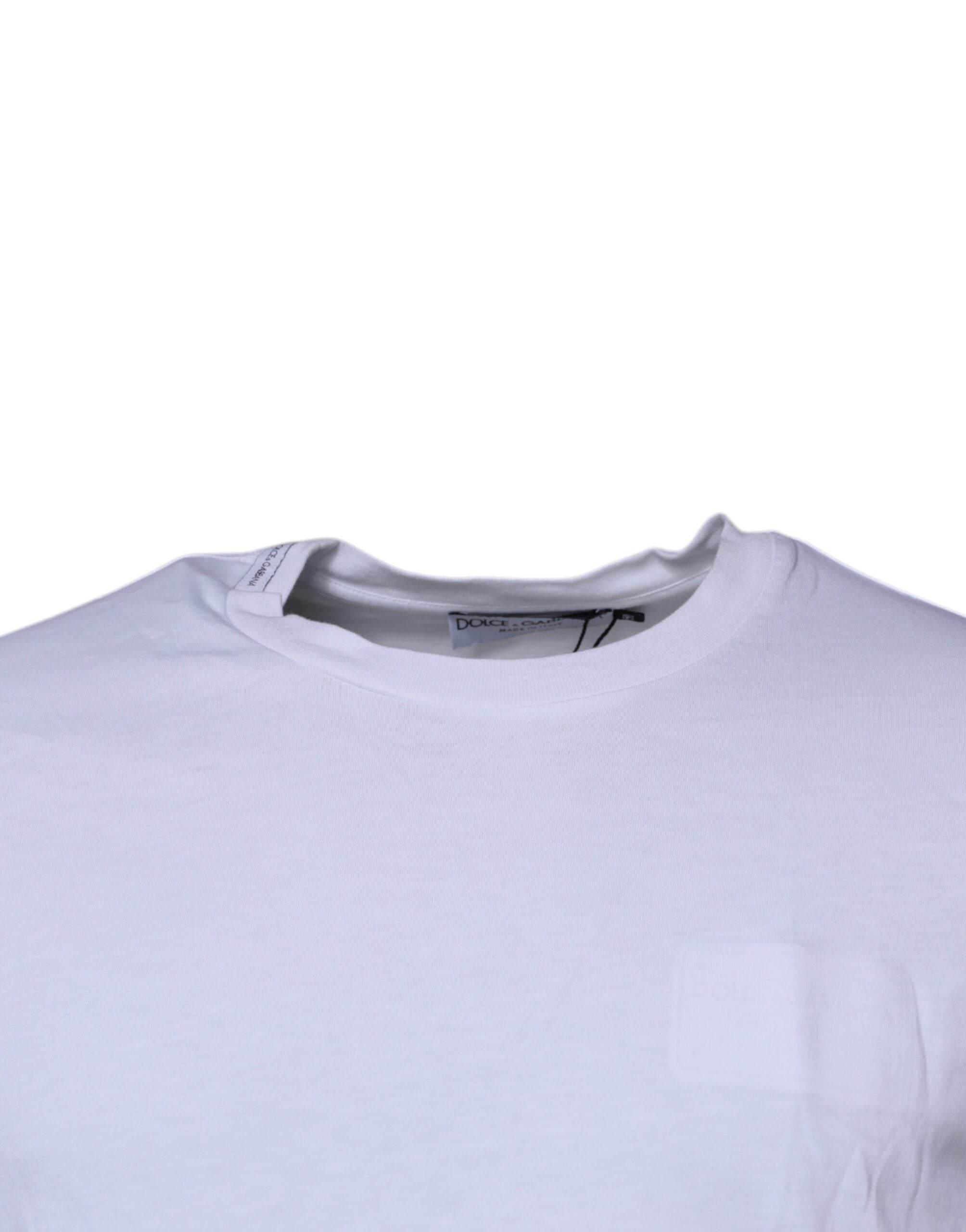 Dolce & Gabbana White DG Logo Cotton Crew Neck T-shirt - Hilstor