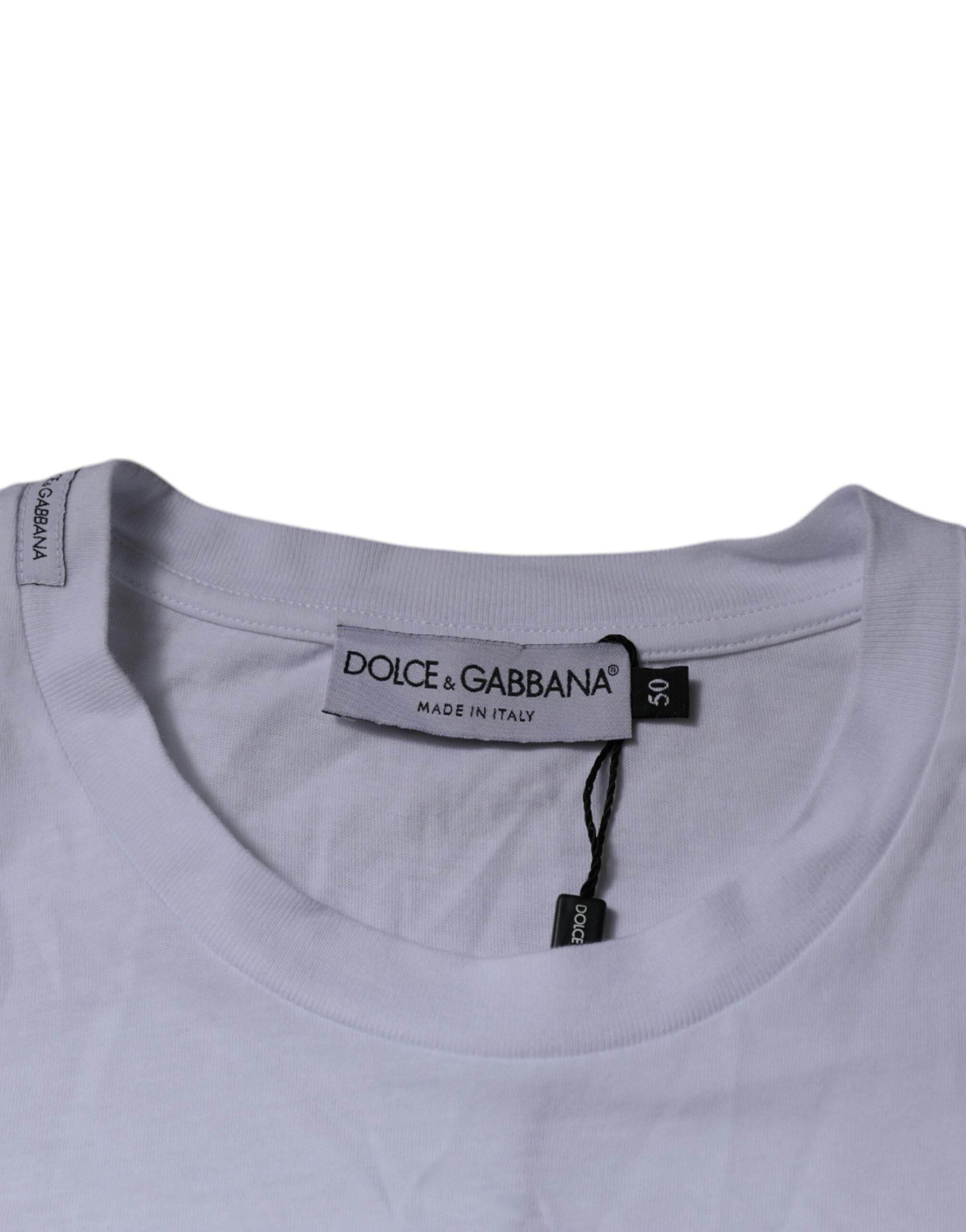 Dolce & Gabbana White DG Logo Cotton Crew Neck T-shirt - Hilstor
