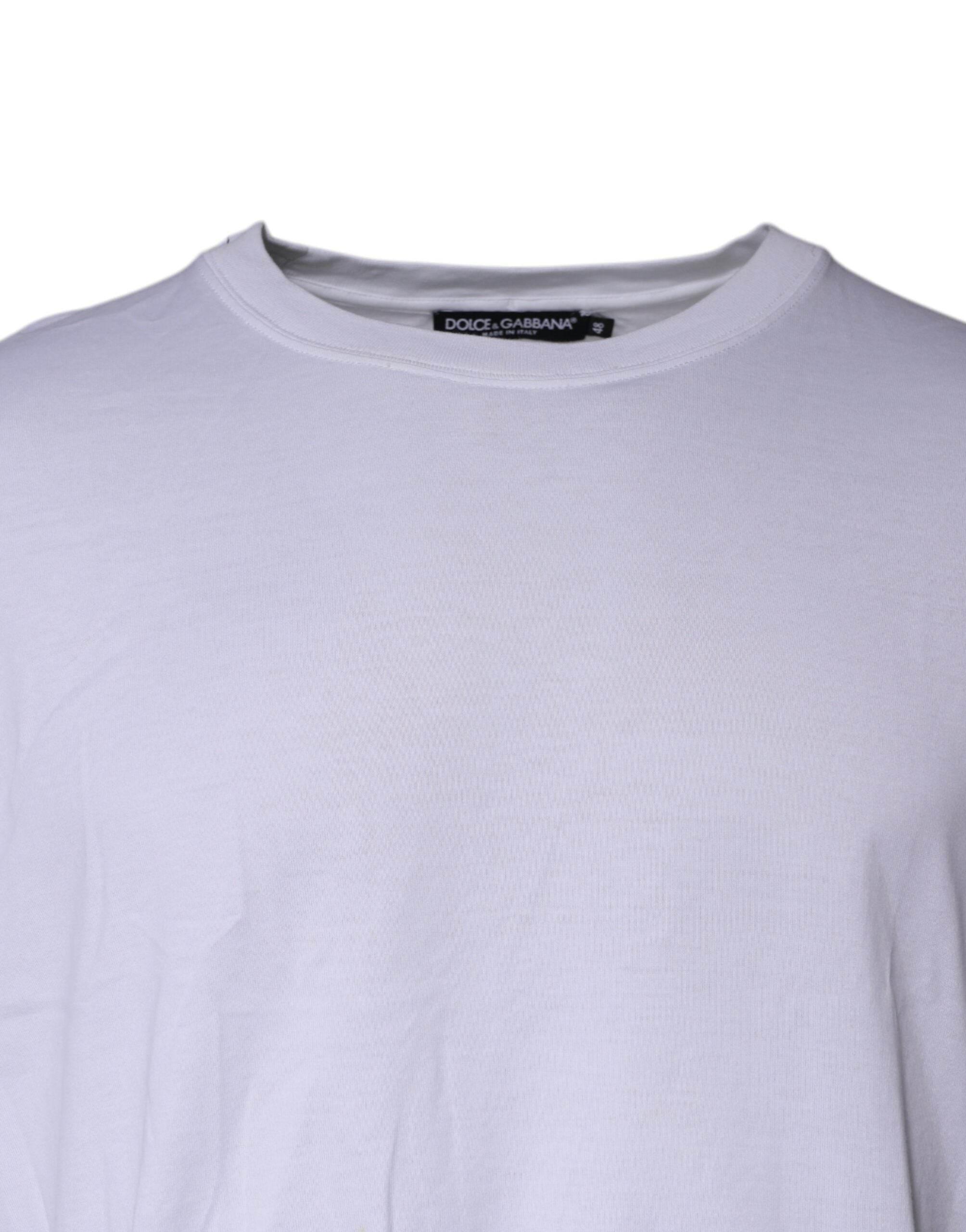 Dolce & Gabbana White Cotton Crew Neck Short Sleeves T-shirt - Hilstor