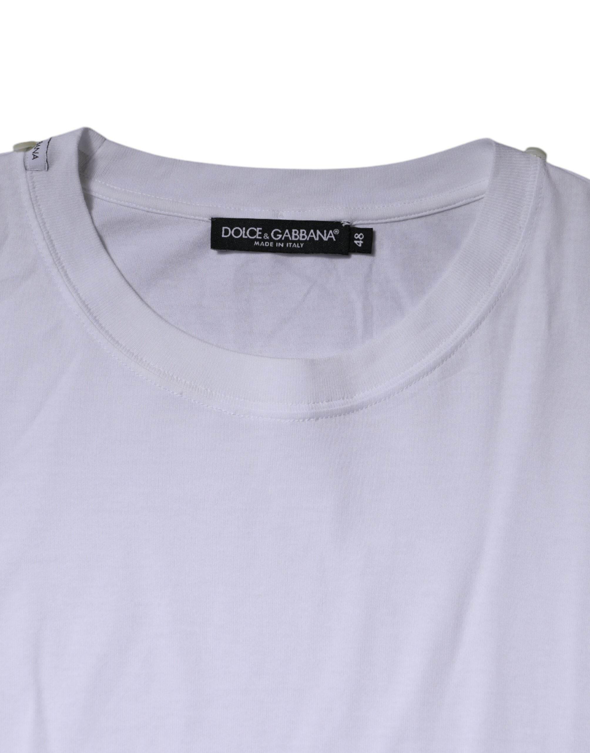 Dolce & Gabbana White Cotton Crew Neck Short Sleeves T-shirt - Hilstor