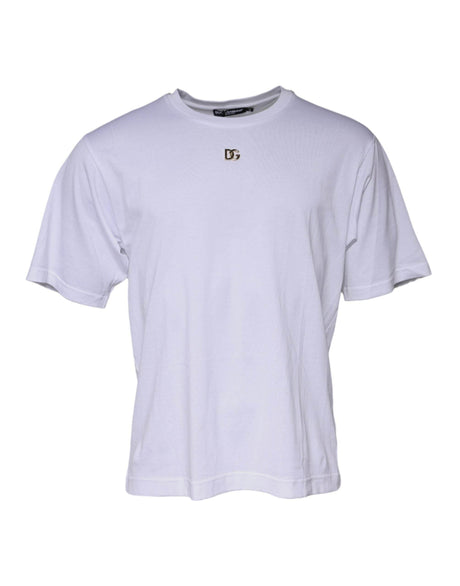 Dolce & Gabbana White DG Logo Crew Neck Short Sleeve T-shirt - Hilstor