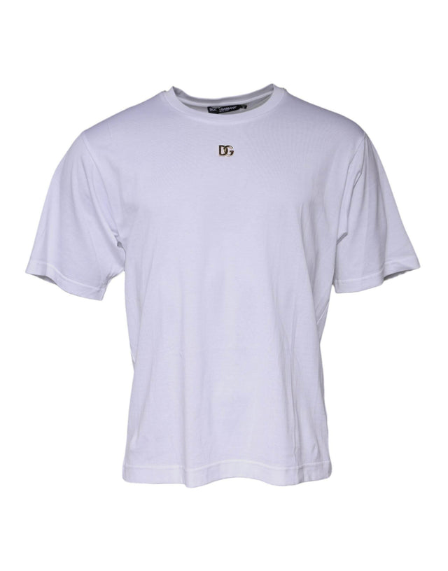 Dolce & Gabbana White DG Logo Crew Neck Short Sleeve T-shirt - Hilstor
