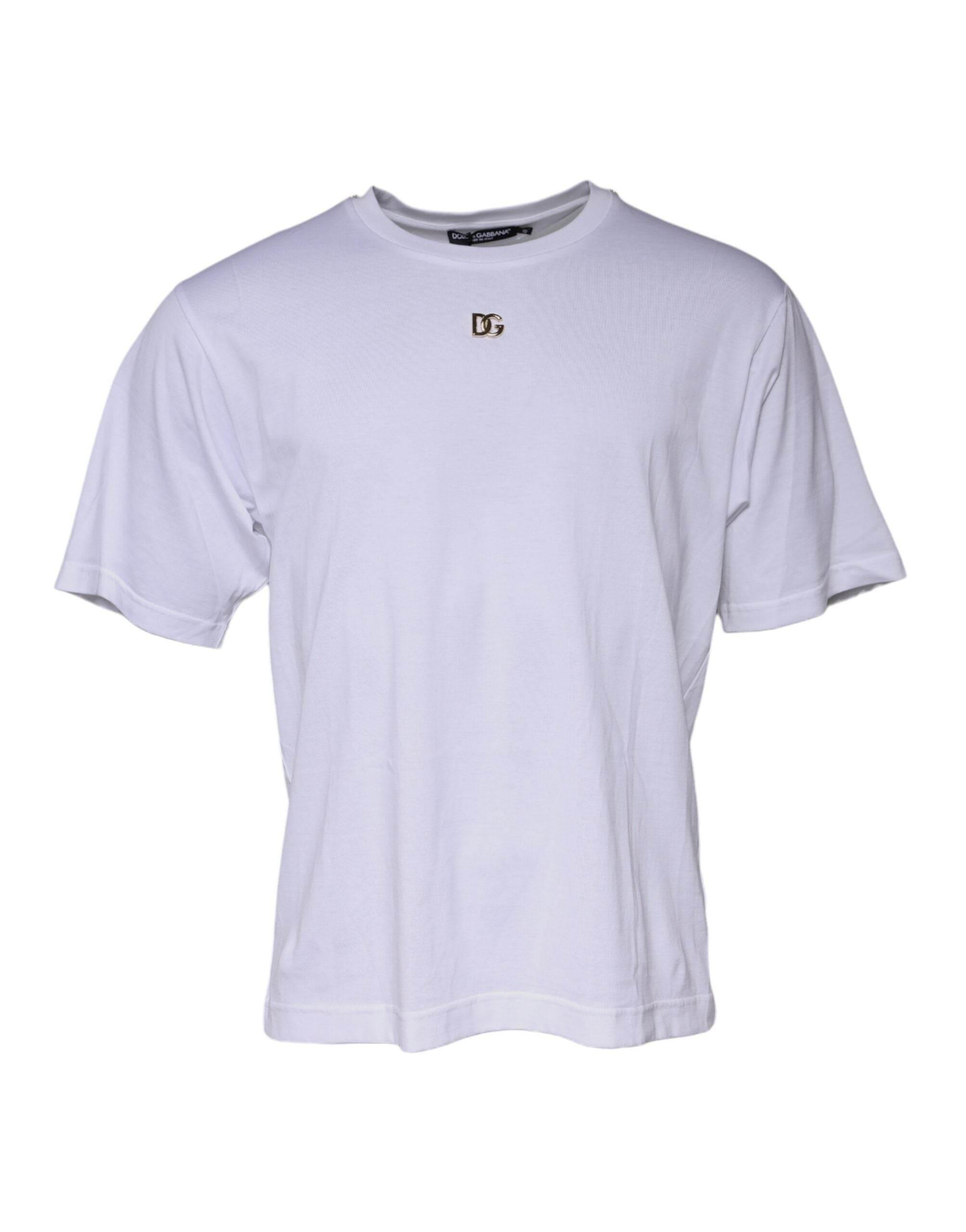 Dolce & Gabbana White DG Logo Crew Neck Short Sleeve T-shirt - Hilstor