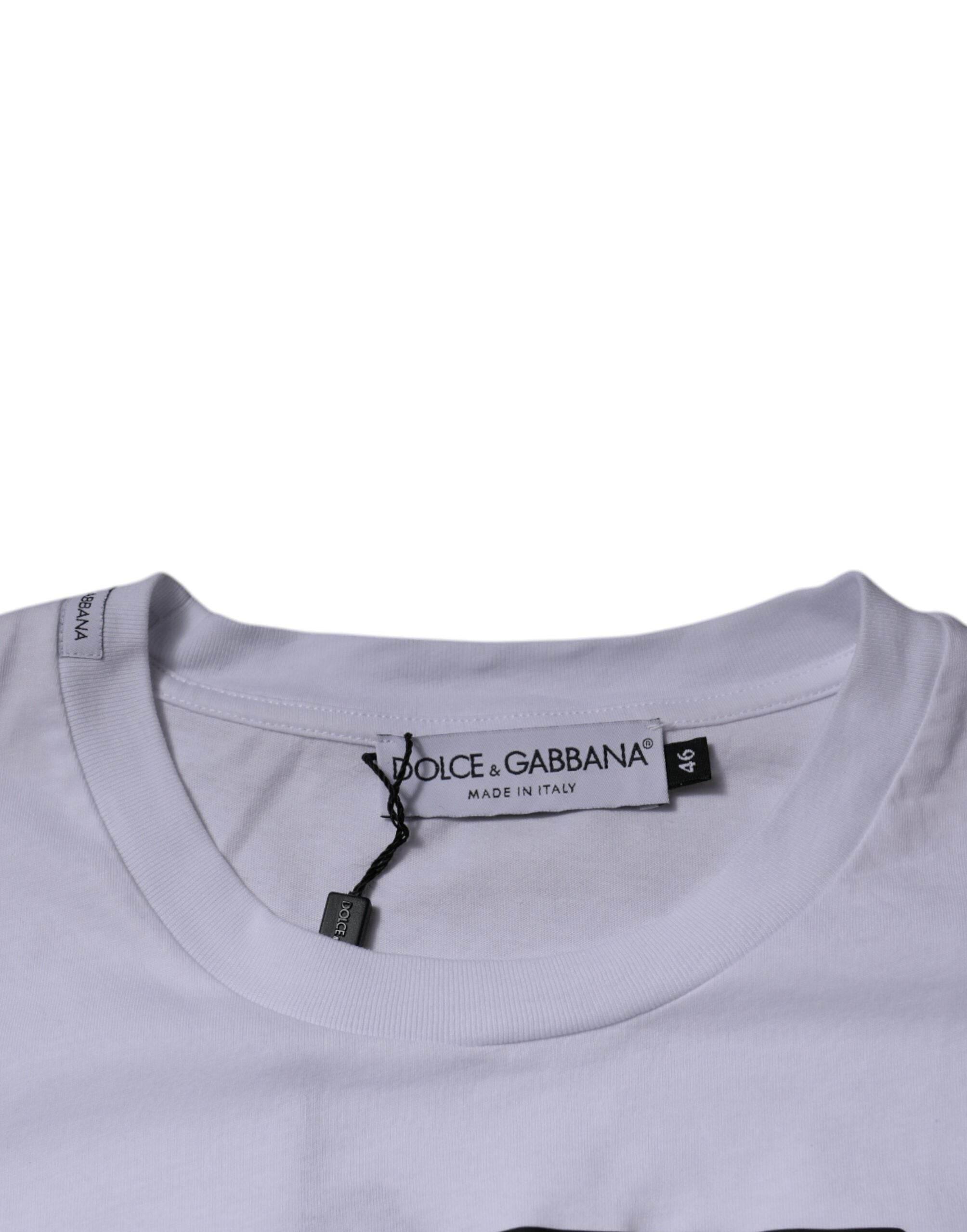 Dolce & Gabbana White DG Logo Cotton Crew Neck T-shirt - Hilstor