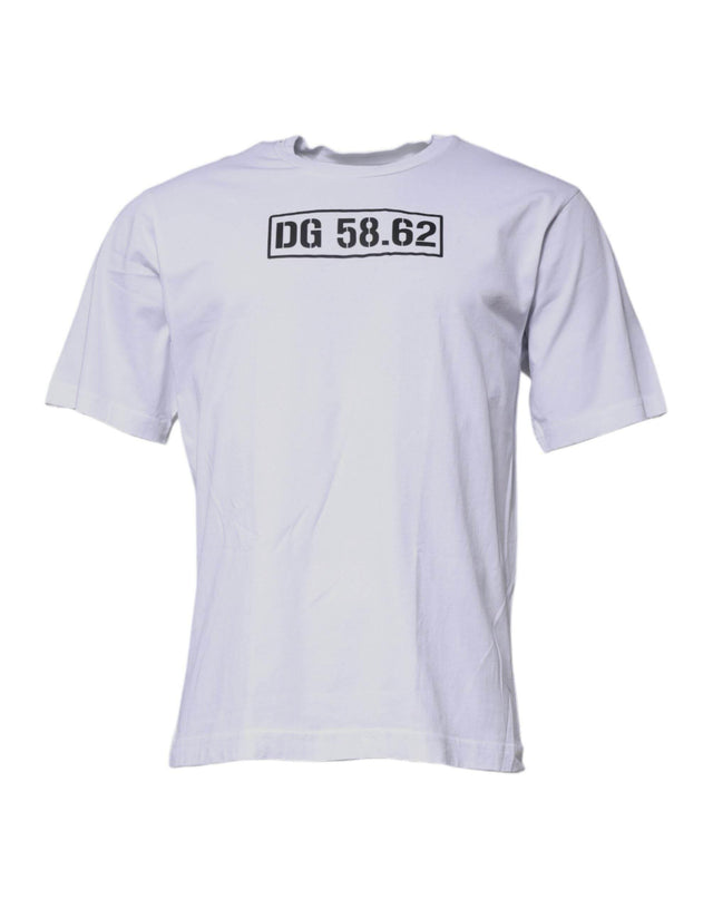 Dolce & Gabbana White DG Logo Cotton Crew Neck T-shirt - Hilstor