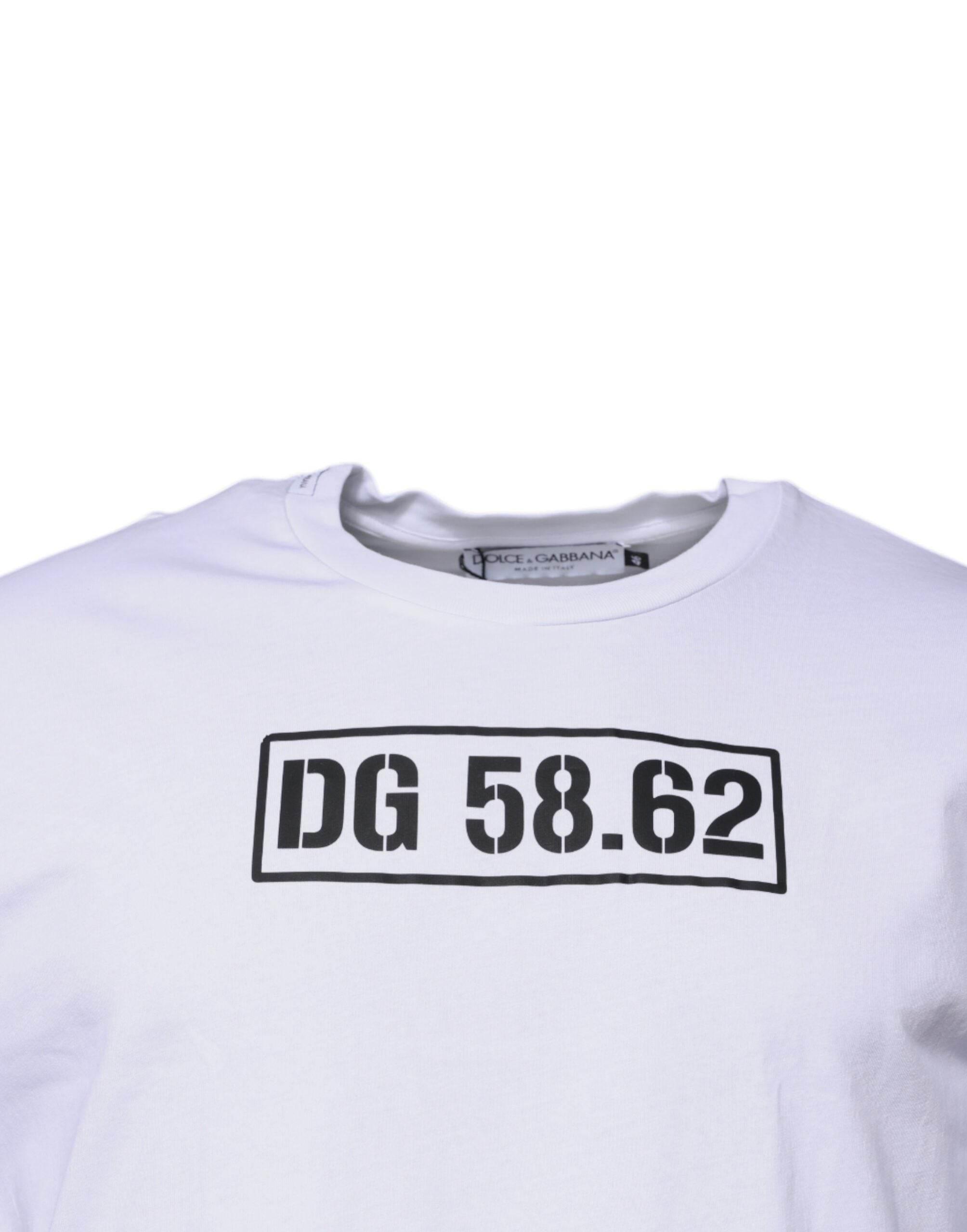 Dolce & Gabbana White DG Logo Cotton Crew Neck T-shirt - Hilstor