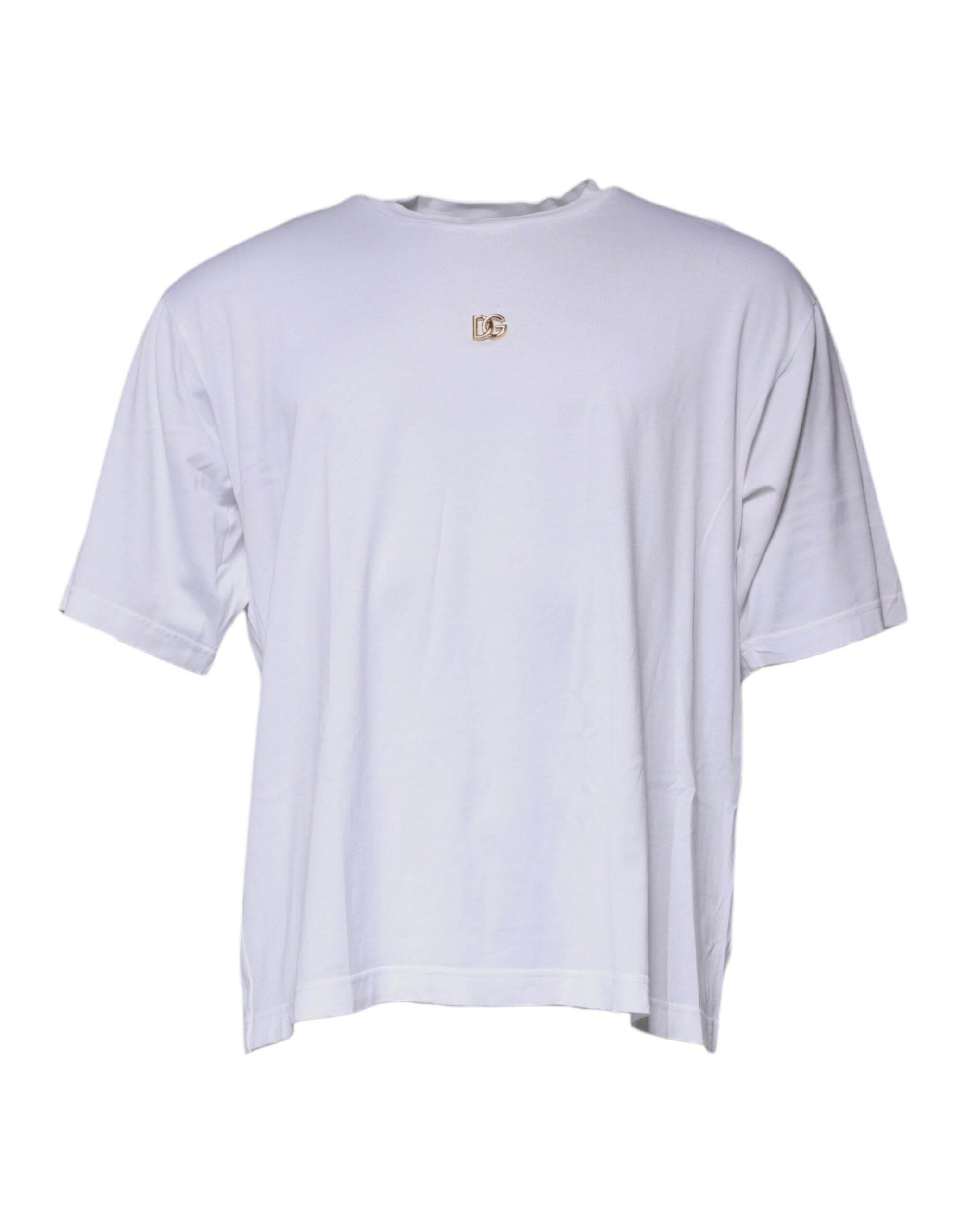 Dolce & Gabbana White DG Logo Crew Neck Short Sleeve T-shirt - Hilstor