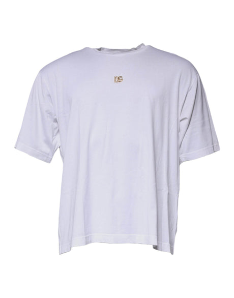 Dolce & Gabbana White DG Logo Crew Neck Short Sleeve T-shirt - Hilstor