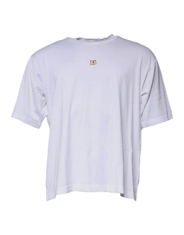 Dolce & Gabbana White DG Logo Crew Neck Short Sleeve T-shirt - Hilstor