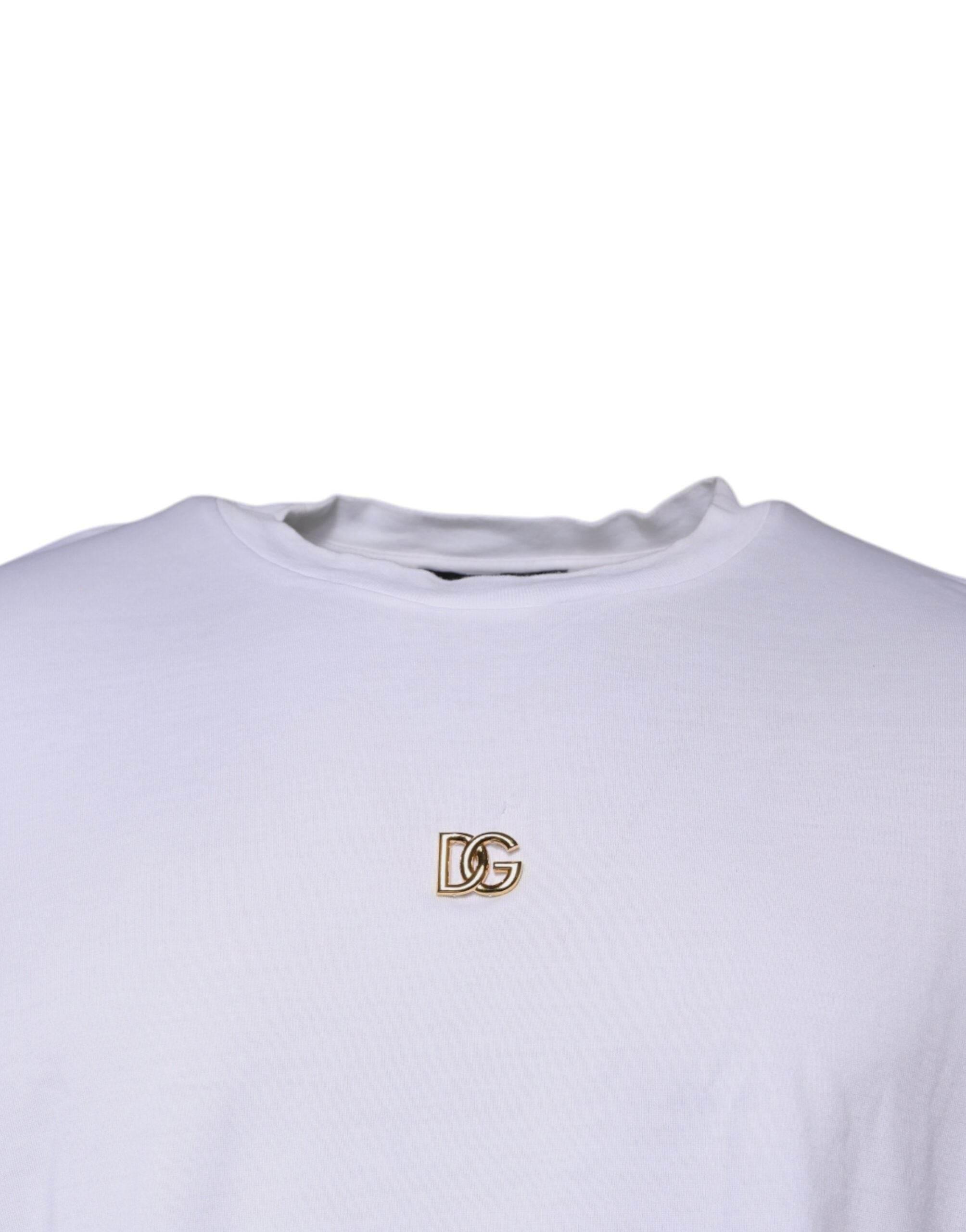 Dolce & Gabbana White DG Logo Crew Neck Short Sleeve T-shirt - Hilstor