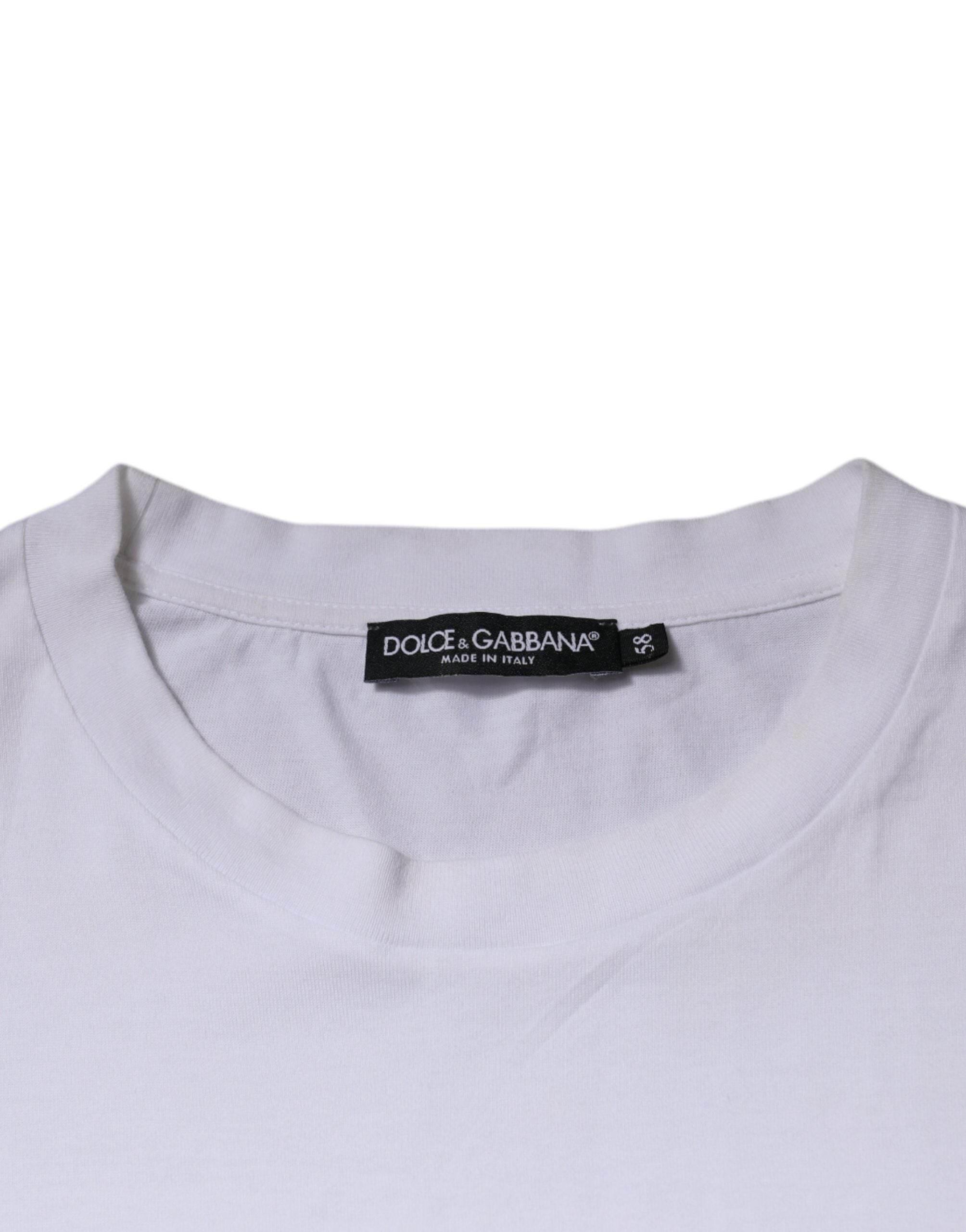 Dolce & Gabbana White DG Logo Crew Neck Short Sleeve T-shirt - Hilstor
