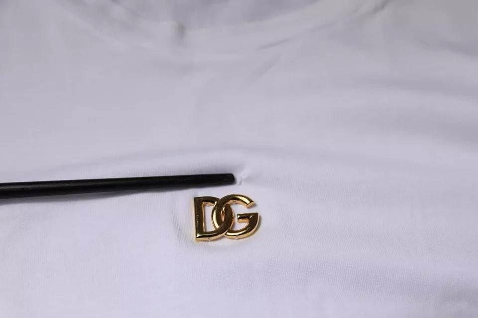 Dolce & Gabbana White DG Logo Crew Neck Short Sleeve T-shirt - Hilstor