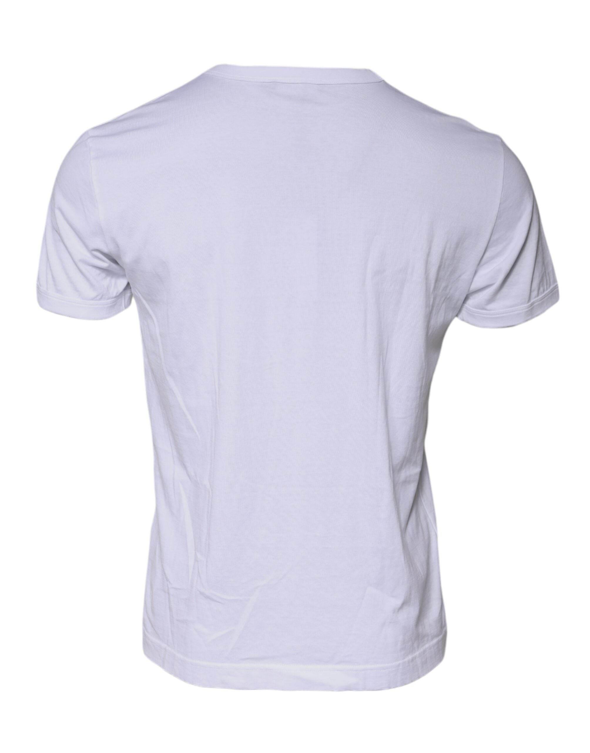 Dolce & Gabbana White Cotton Logo Crew Neck Short Sleeves T-shirt - Hilstor