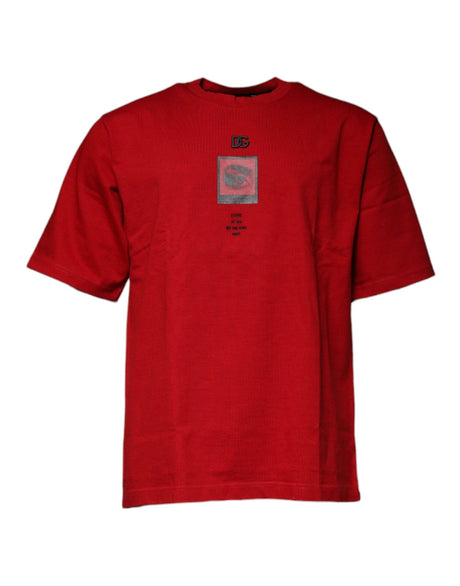 Dolce & Gabbana Red DG Eye Cotton Crew Neck T-shirt - Hilstor