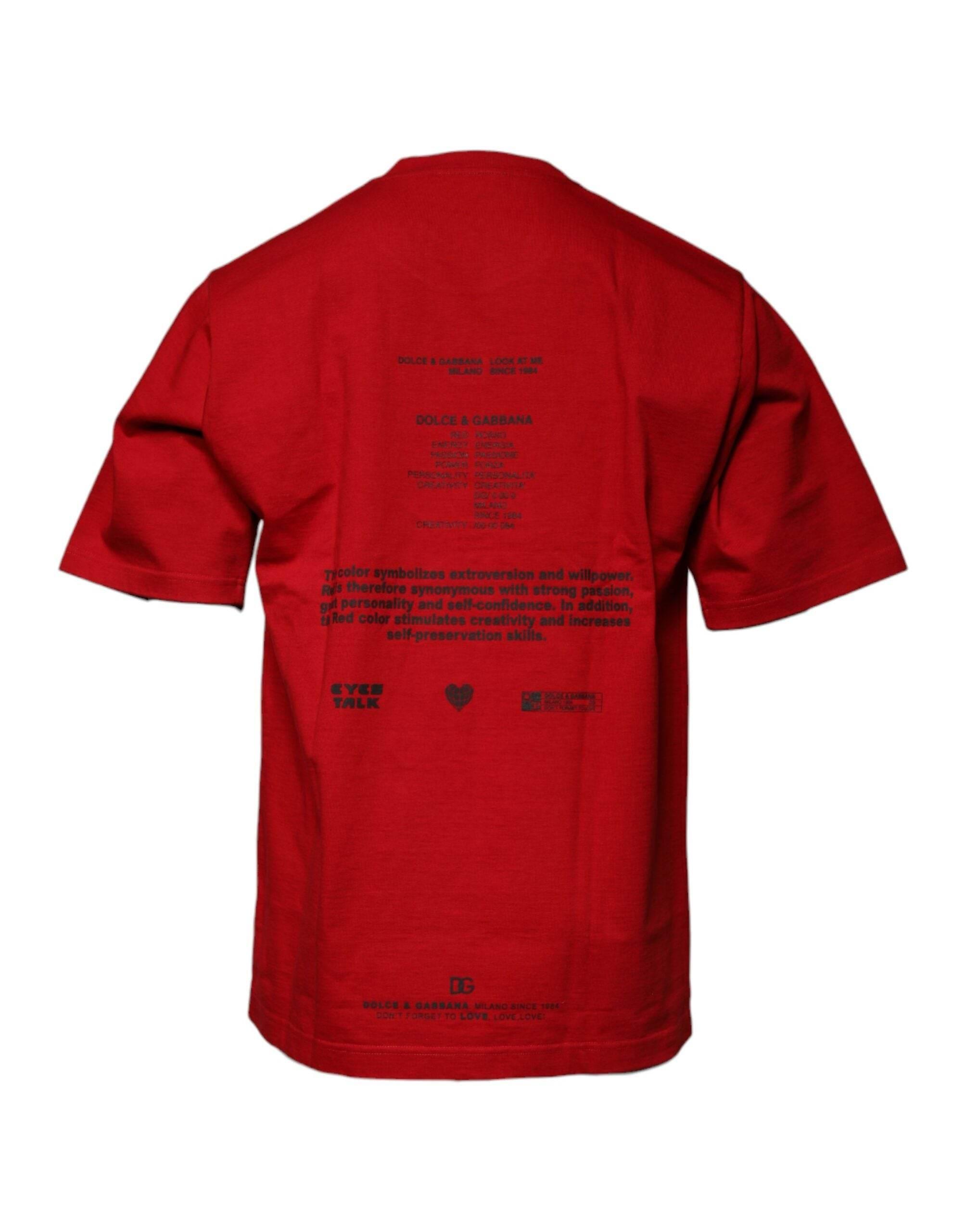 Dolce & Gabbana Red DG Eye Cotton Crew Neck T-shirt - Hilstor