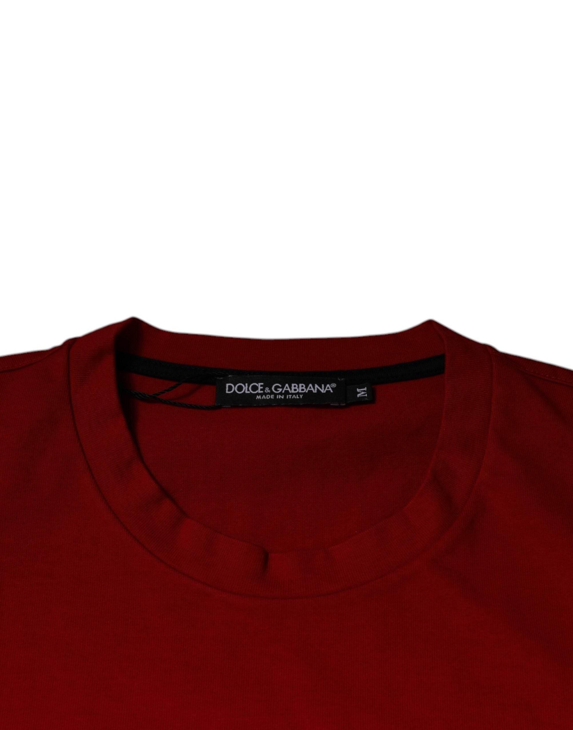 Dolce & Gabbana Red DG Eye Cotton Crew Neck T-shirt - Hilstor