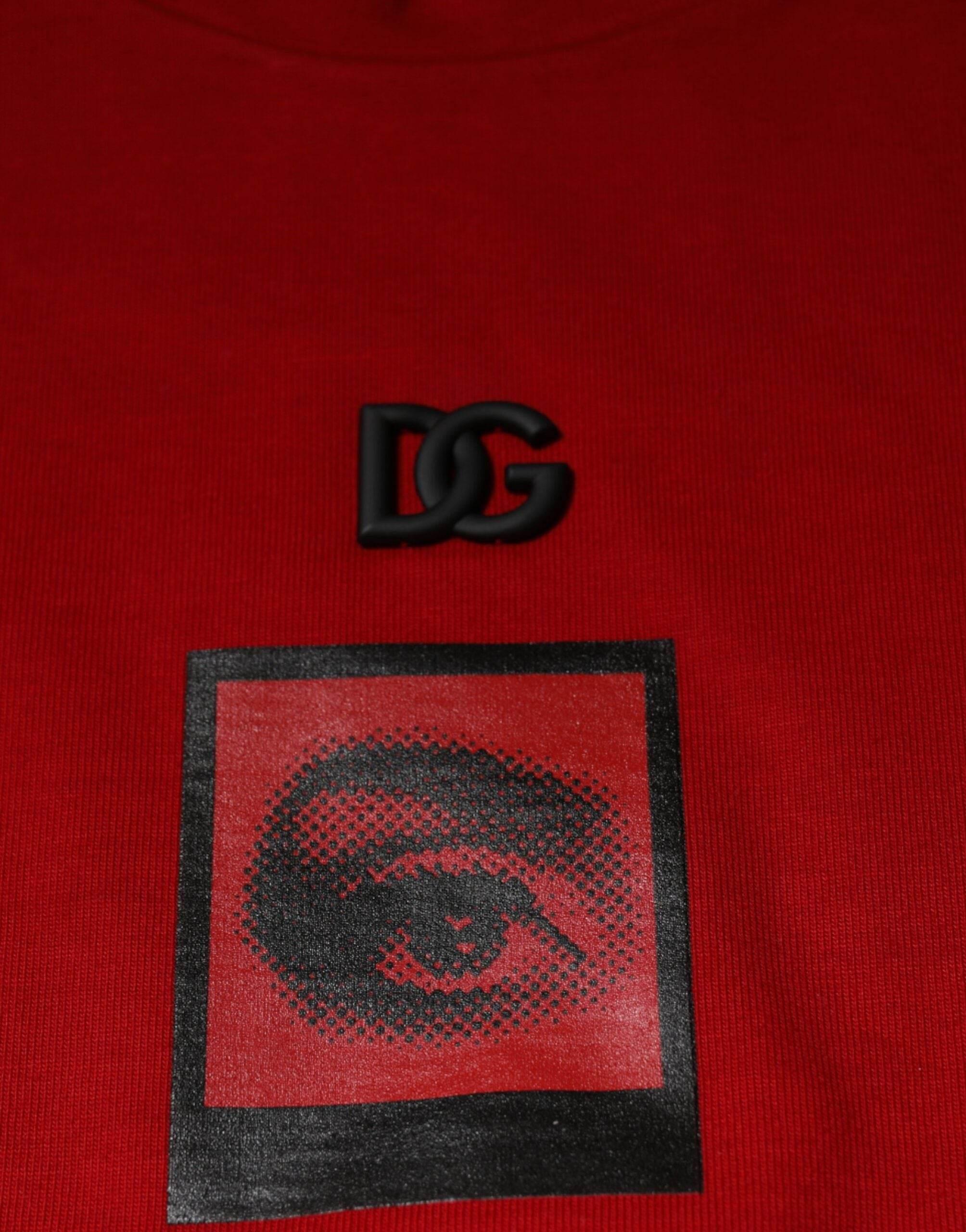 Dolce & Gabbana Red DG Eye Cotton Crew Neck T-shirt - Hilstor