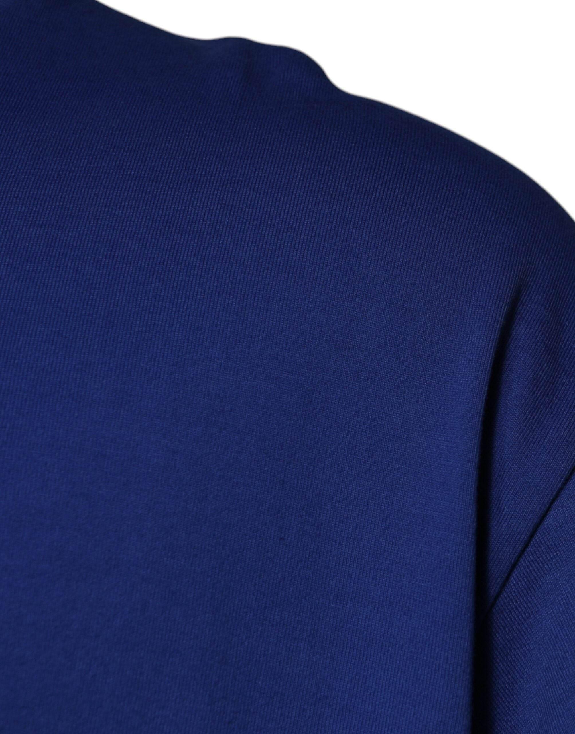 Dolce & Gabbana Blue Logo Print Cotton Men Crew Neck T-shirt - Hilstor