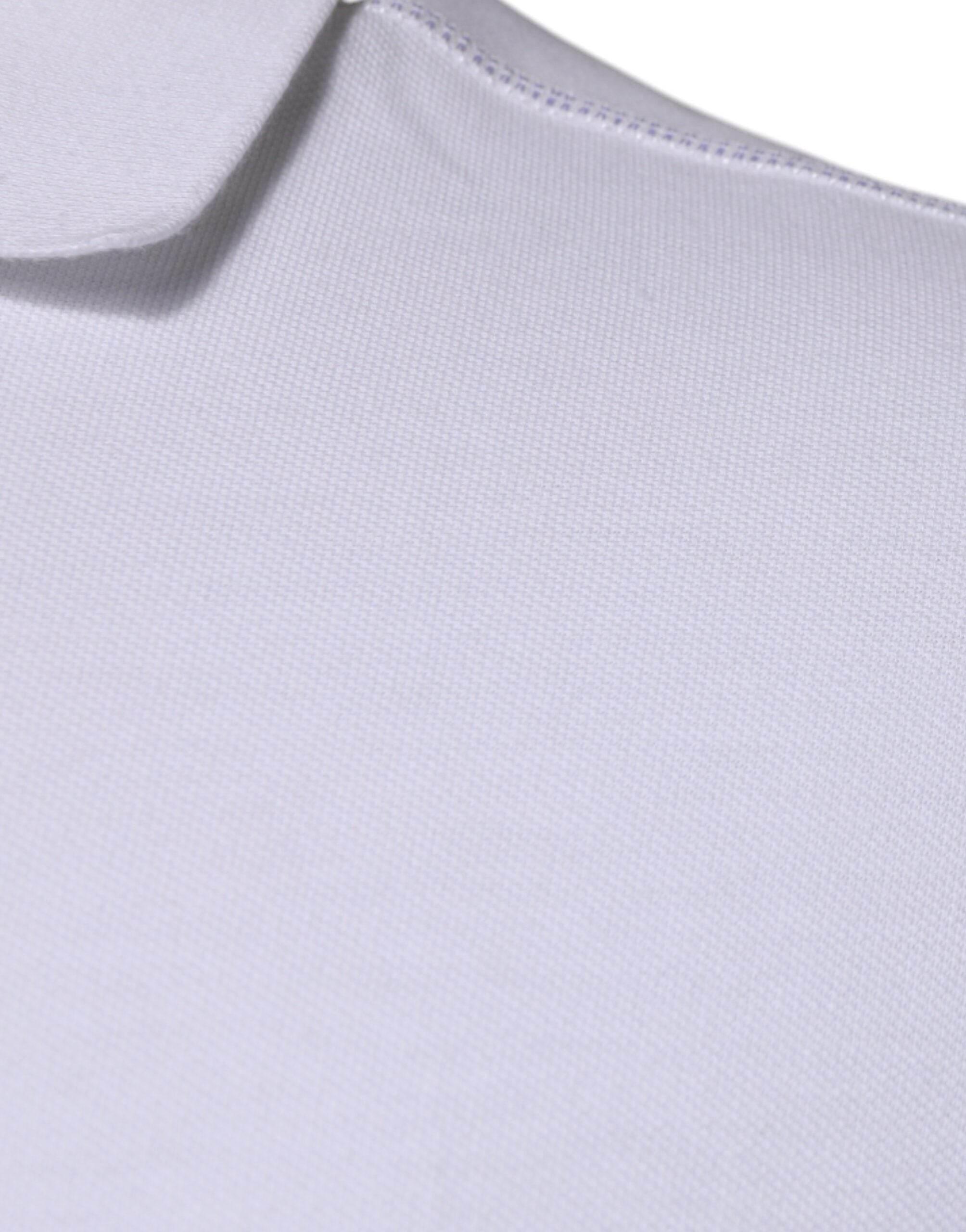 Dolce & Gabbana White Cotton Logo Plaque Collared Polo T-shirt - Hilstor