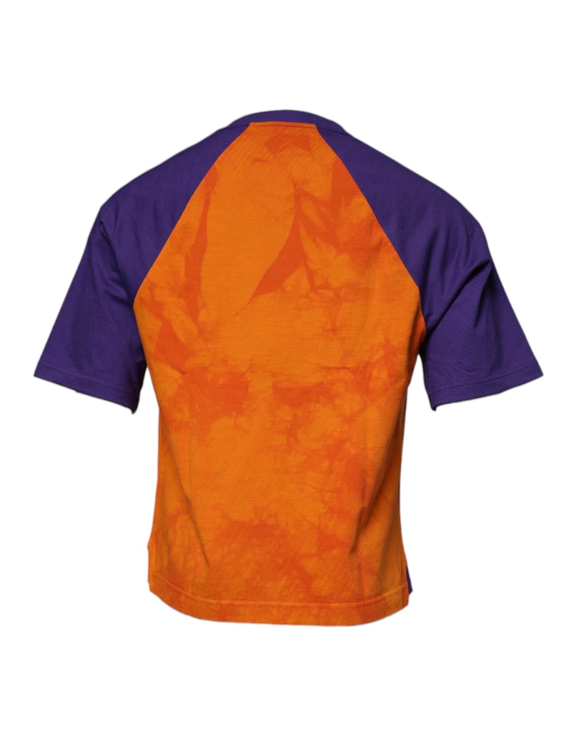 Dolce & Gabbana Orange Purple Graphic Print Short Sleeves T-shirt - Hilstor