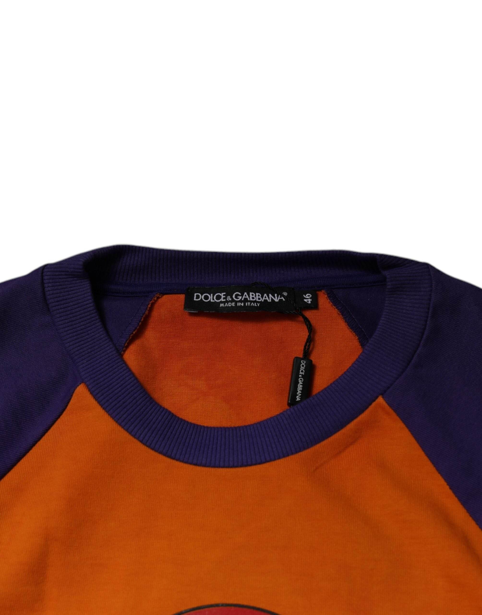 Dolce & Gabbana Orange Purple Graphic Print Short Sleeves T-shirt - Hilstor