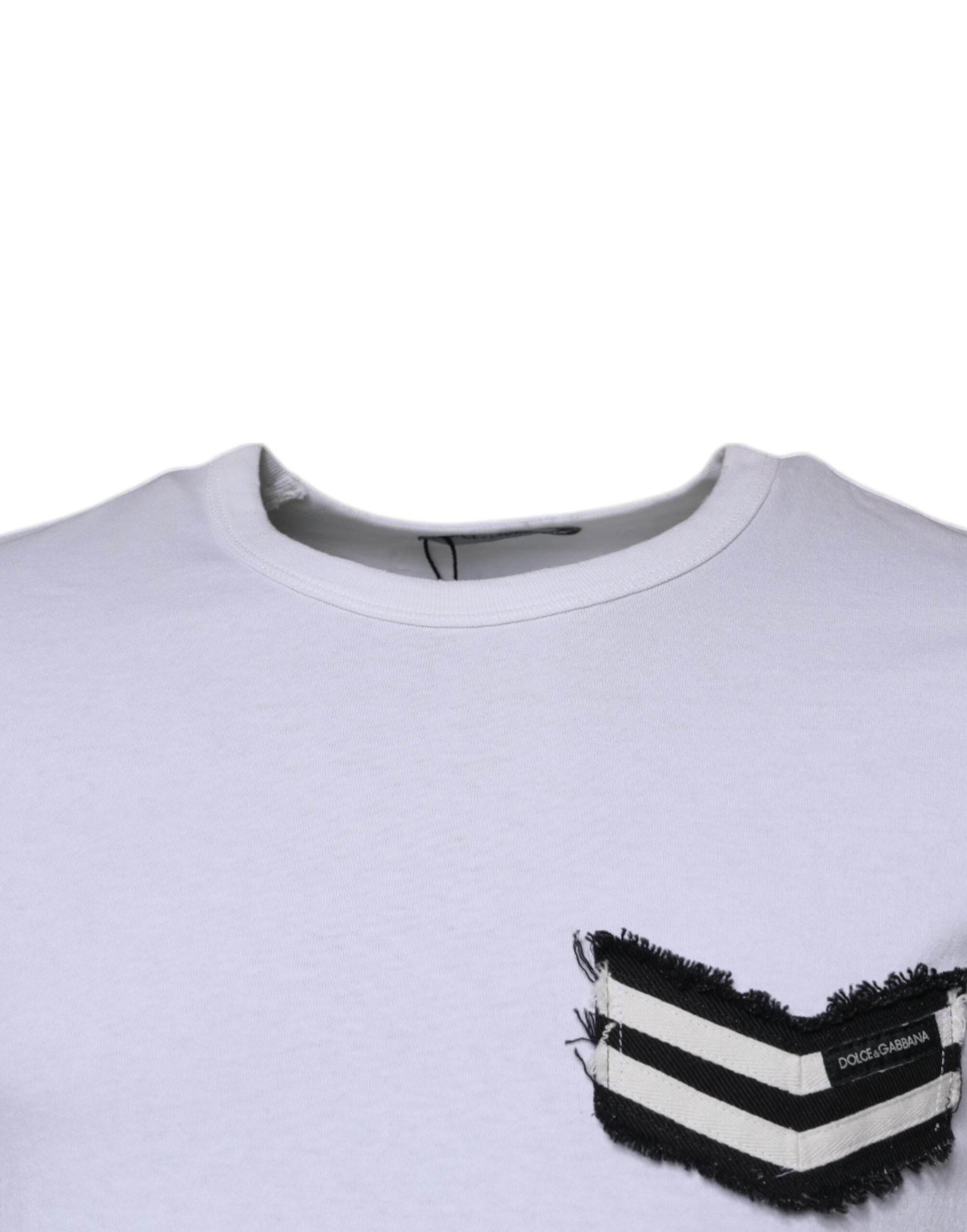 Dolce & Gabbana White Stripes Crew Neck Short Sleeves T-shirt - Hilstor