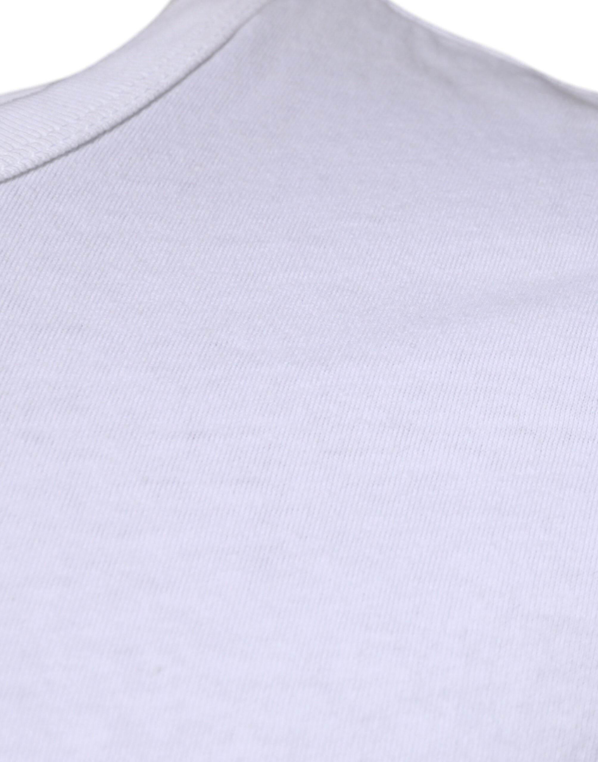 Dolce & Gabbana White Stripes Crew Neck Short Sleeves T-shirt - Hilstor