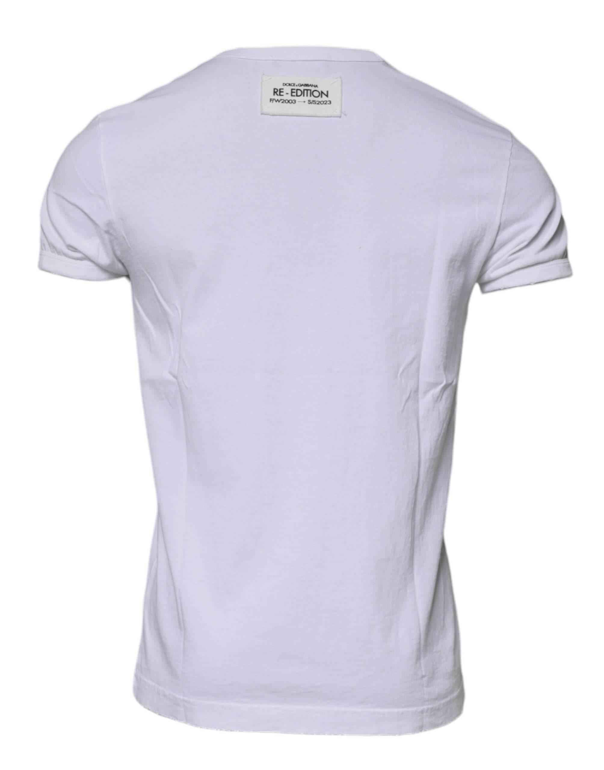 Dolce & Gabbana White Stripes Crew Neck Short Sleeves T-shirt - Hilstor